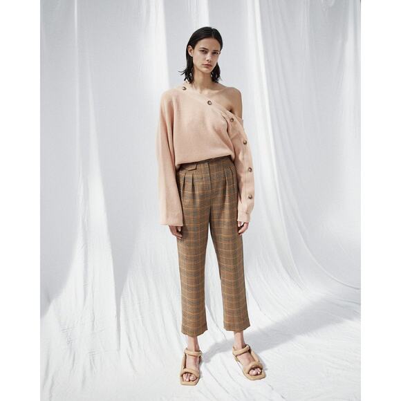 NANUSHKA Mitsu Cropped Plaid Wool Blend Trousers Small S - Picture 2 of 9